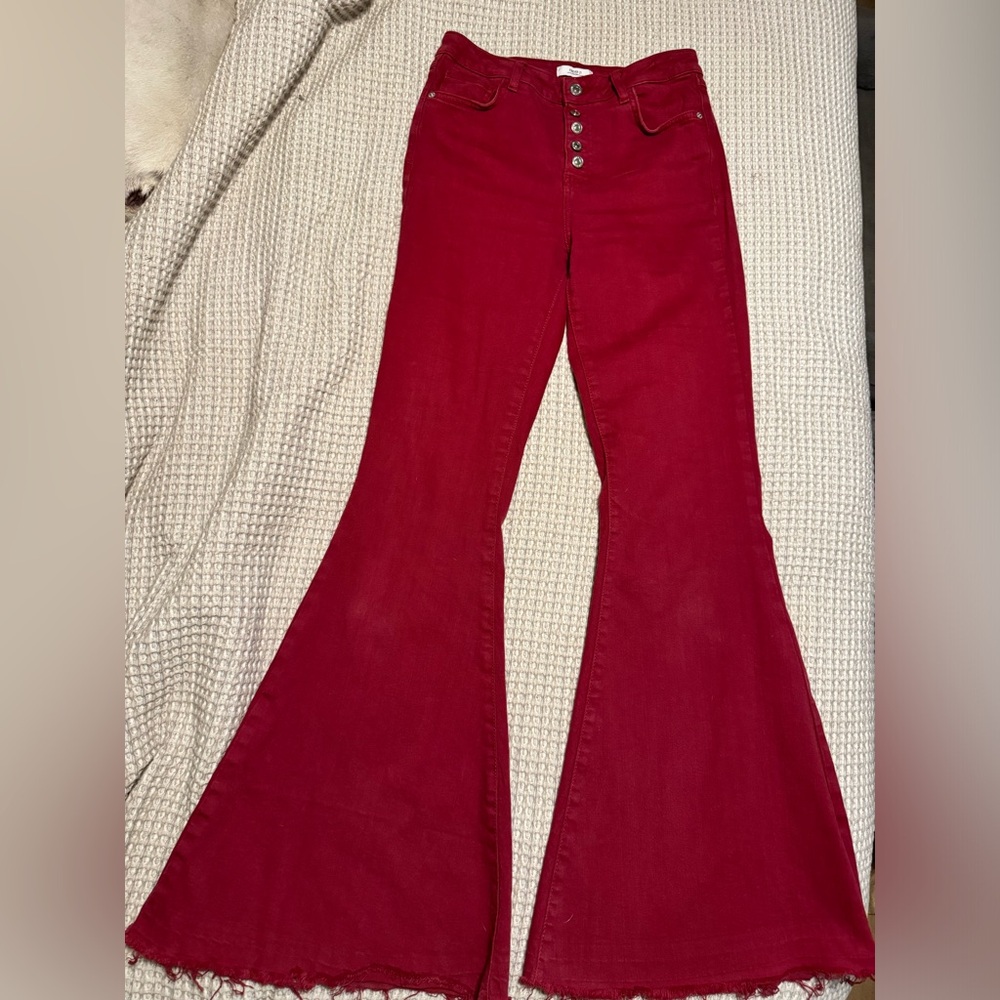 Forever 21 Size 26 Super Flared Red Jeans